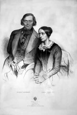 Robert and Clara Schumann, lithography by Eduard Kaiser (1847)