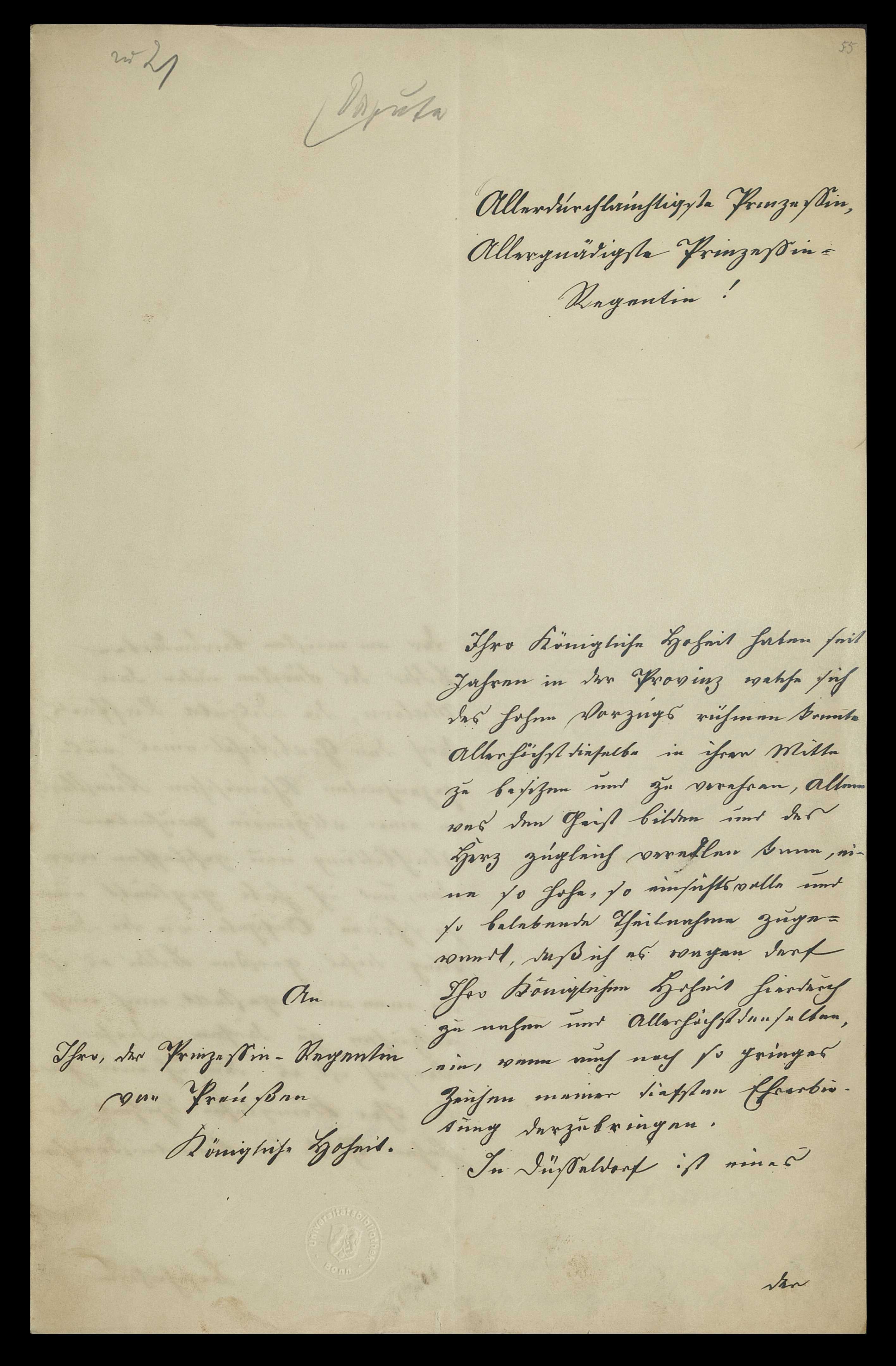 Brief von Braun an Kaiserin Augusta (3. Januar 1859)